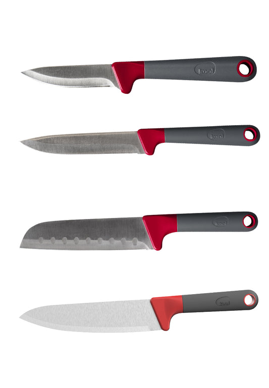 刀具套裝(4件裝)(包含: 水果刀,萬用刀,三德刀及廚師刀各一把) 4 Pieces Knife Set(includes: 3” Paring Knife, 5” Utility Knife, 7” Santoku Knife, 8” Chef's Knife)