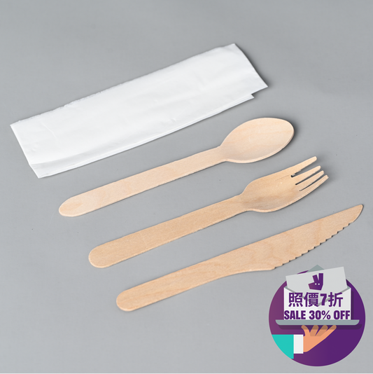 木製餐具包及餐紙（500套）Wooden Cutlery Pack (500 Packs)